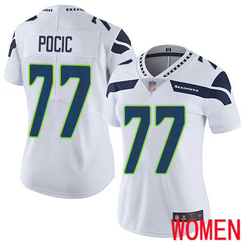 Seattle Seahawks Limited White Women Ethan Pocic Road Jersey NFL Football 77 Vapor Untouchable